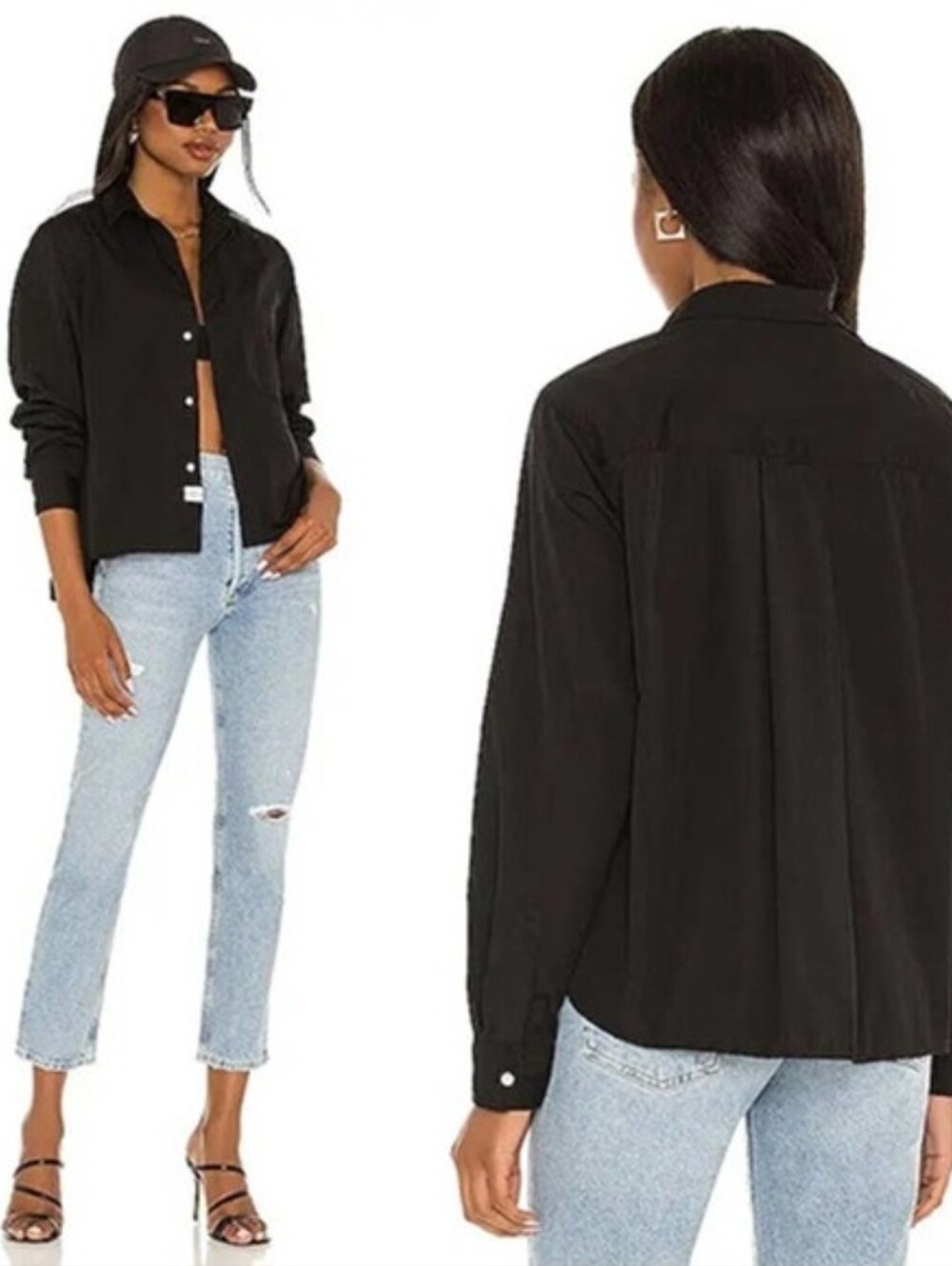 Frank & Eileen Silvio Collared Women's Button Up Blouse Black Size: Large